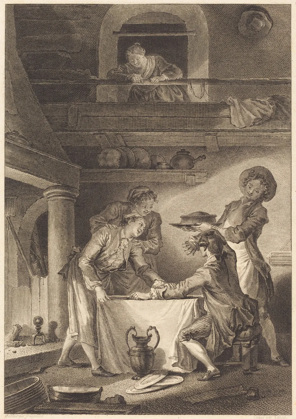 Le pate d'anguilles, by Charles Emmanuel Patas, ink, 1773