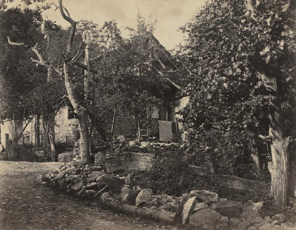 Rural Scene with Stone Building and Cross, by Charles-Fortunat-Paul-Casimir Perier, 1857