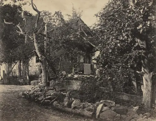 Rural Scene with Stone Building and Cross, by Charles-Fortunat-Paul-Casimir Perier