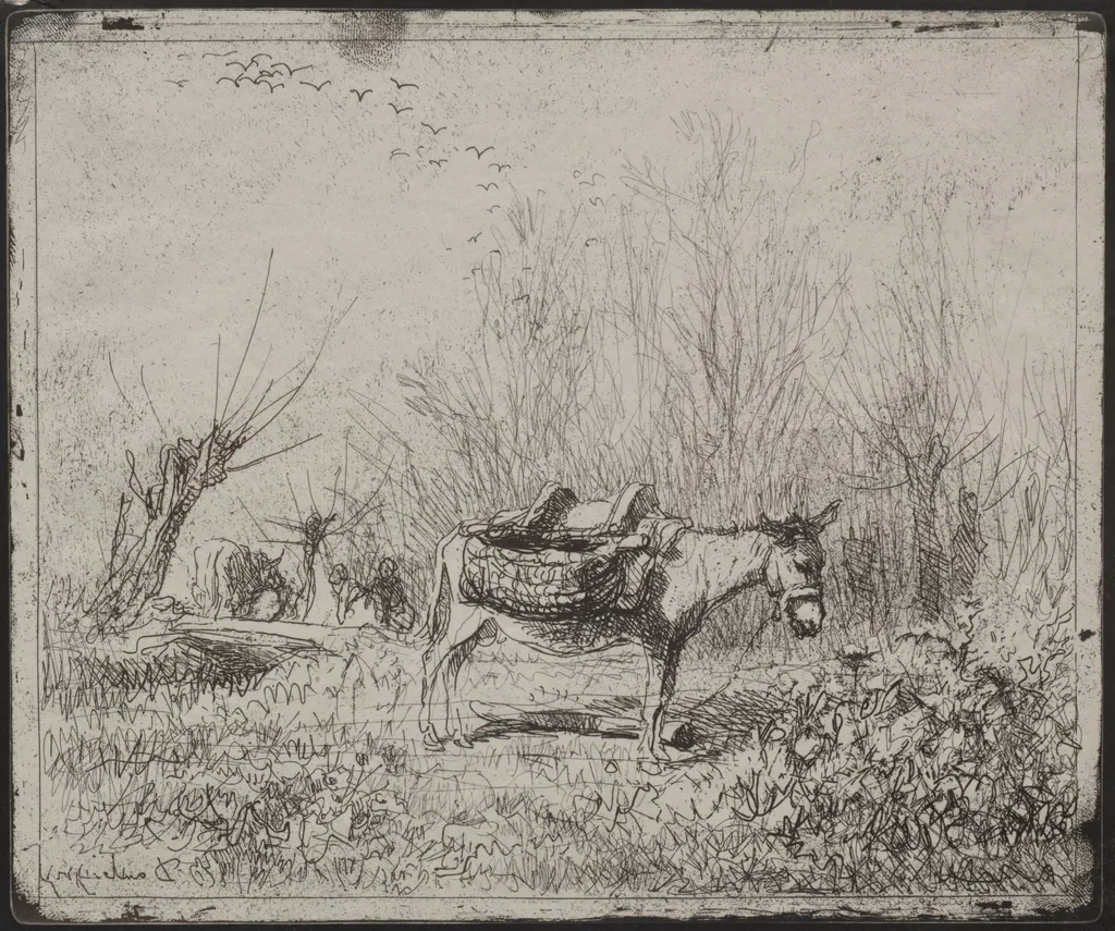 A Donkey in the Field, by Charles François Daubigny, 1862