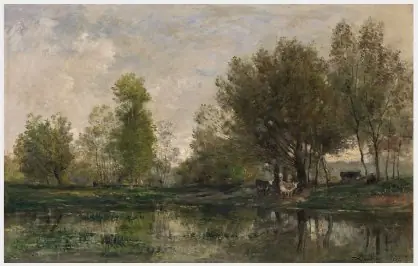 Cattle on a Riverbank, by Charles François Daubigny