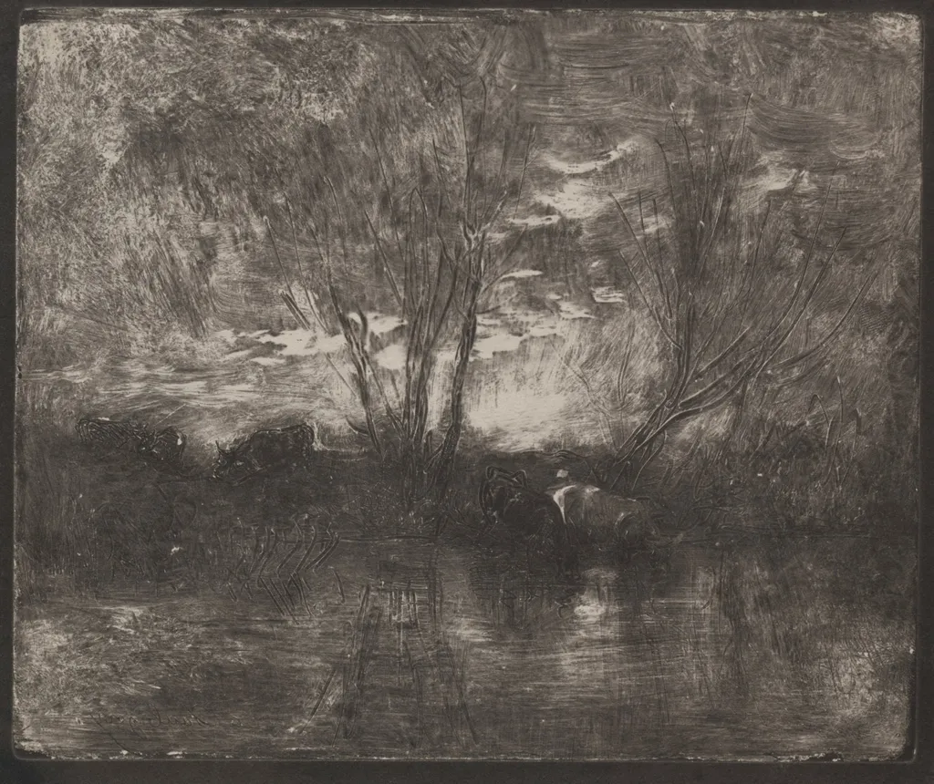 Cows at a Watering Place, by Charles François Daubigny, 1862