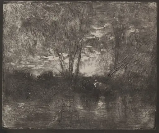 Cows at a Watering Place, by Charles François Daubigny