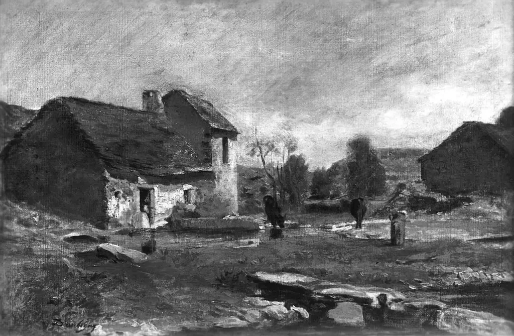 Houses in Optevoz, France, by Charles François Daubigny