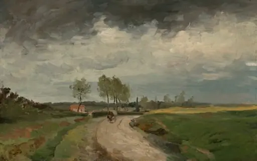 Landscape, Distant Village, by Charles François Daubigny