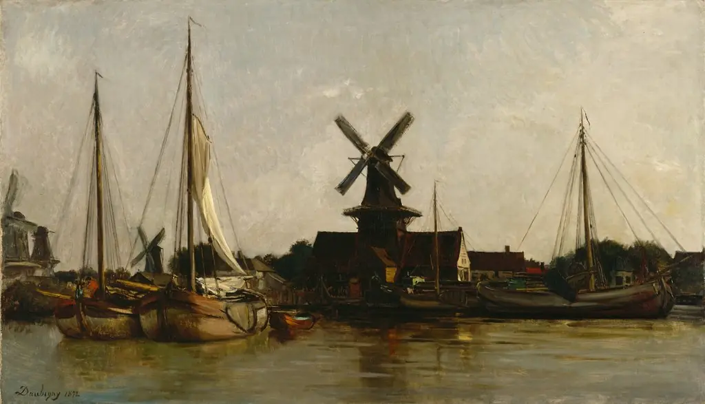 Mills at Dordrecht, by Charles François Daubigny