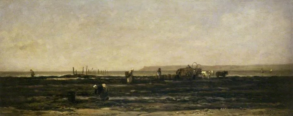 Mussel-gatherers at Villerville, by Charles François Daubigny, oil, 1870