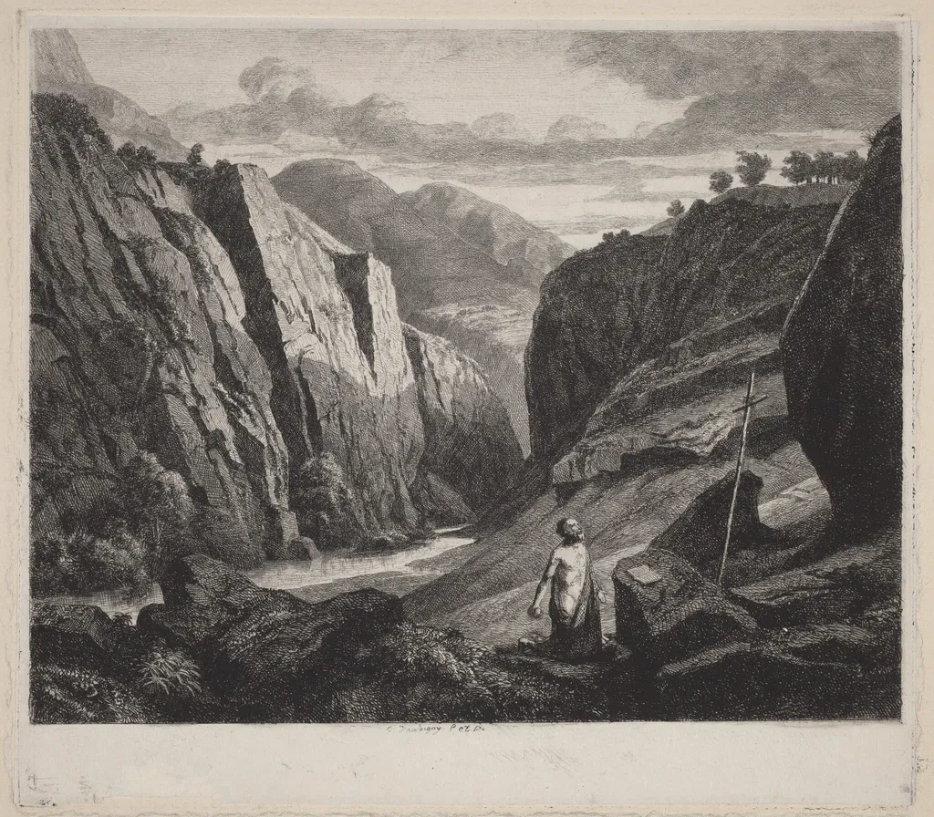 Saint Jerome, by Charles François Daubigny, ink, 1840