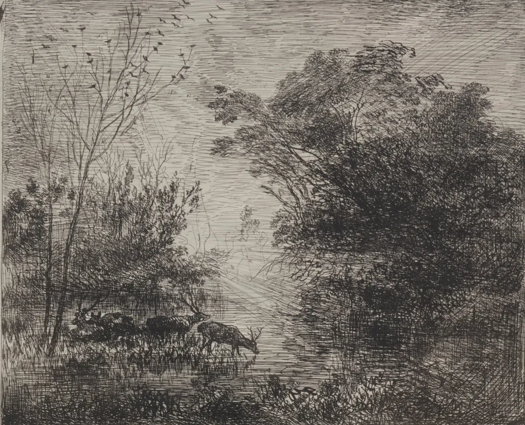 Stags, by Charles François Daubigny, 1862