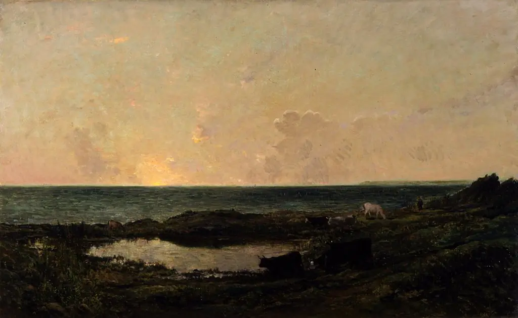 Sunset on the Coast at Villerville, by Charles François Daubigny
