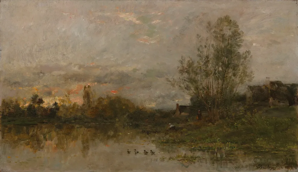 Sunset on the River, by Charles François Daubigny, oil, 1874