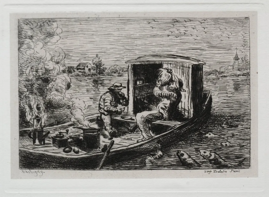 The Boat Trip: Guzzling or Lunch on the Boat, by Charles François Daubigny, 1861