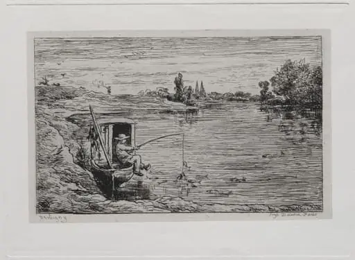 The Boat Trip: The Cabin Boy Fishing (Line Fishing), by Charles François Daubigny
