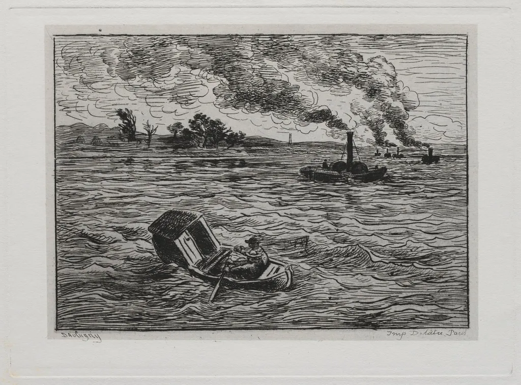 The Boat Trip: The Steamboats or Watch Out for the Steamers, by Charles François Daubigny, 1861