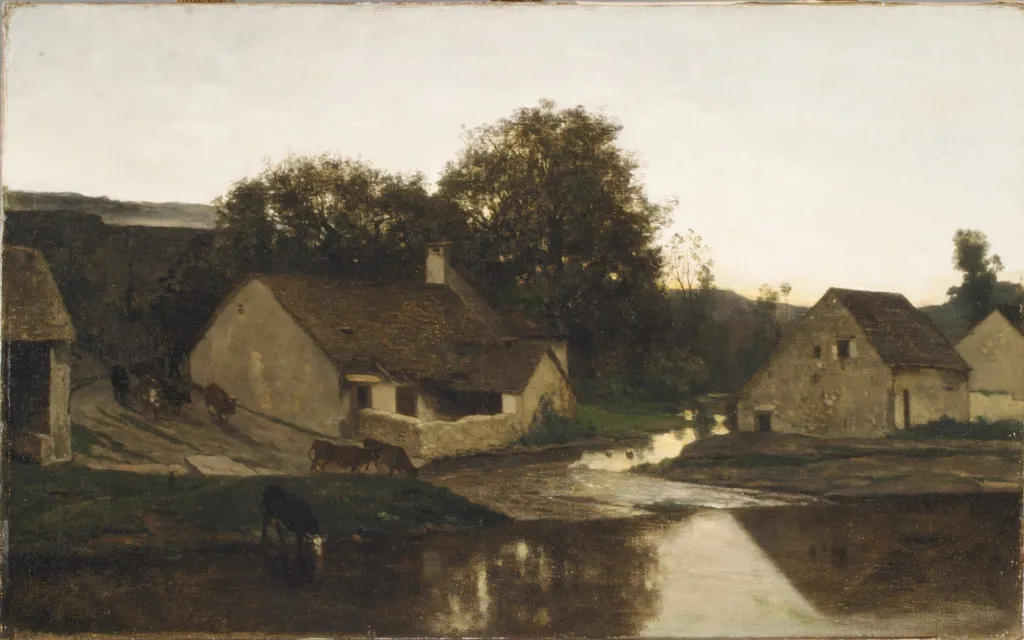 The Hamlet of Optevoz, by Charles François Daubigny, oil, 1852