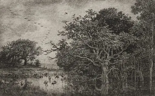 The Marsh with Storks, by Charles François Daubigny