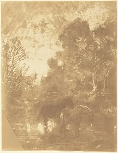 Two Horses at a Watering Place (Les Deux chevaux a l'abreuvoir), by Charles François Daubigny