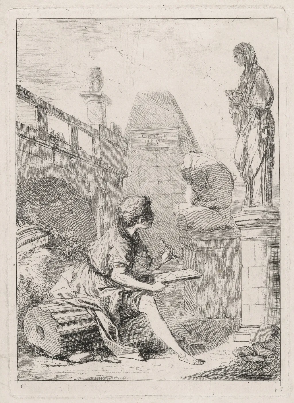 The Draftsman (Le dessinateur), by Charles François Hutin, ink, 1763
