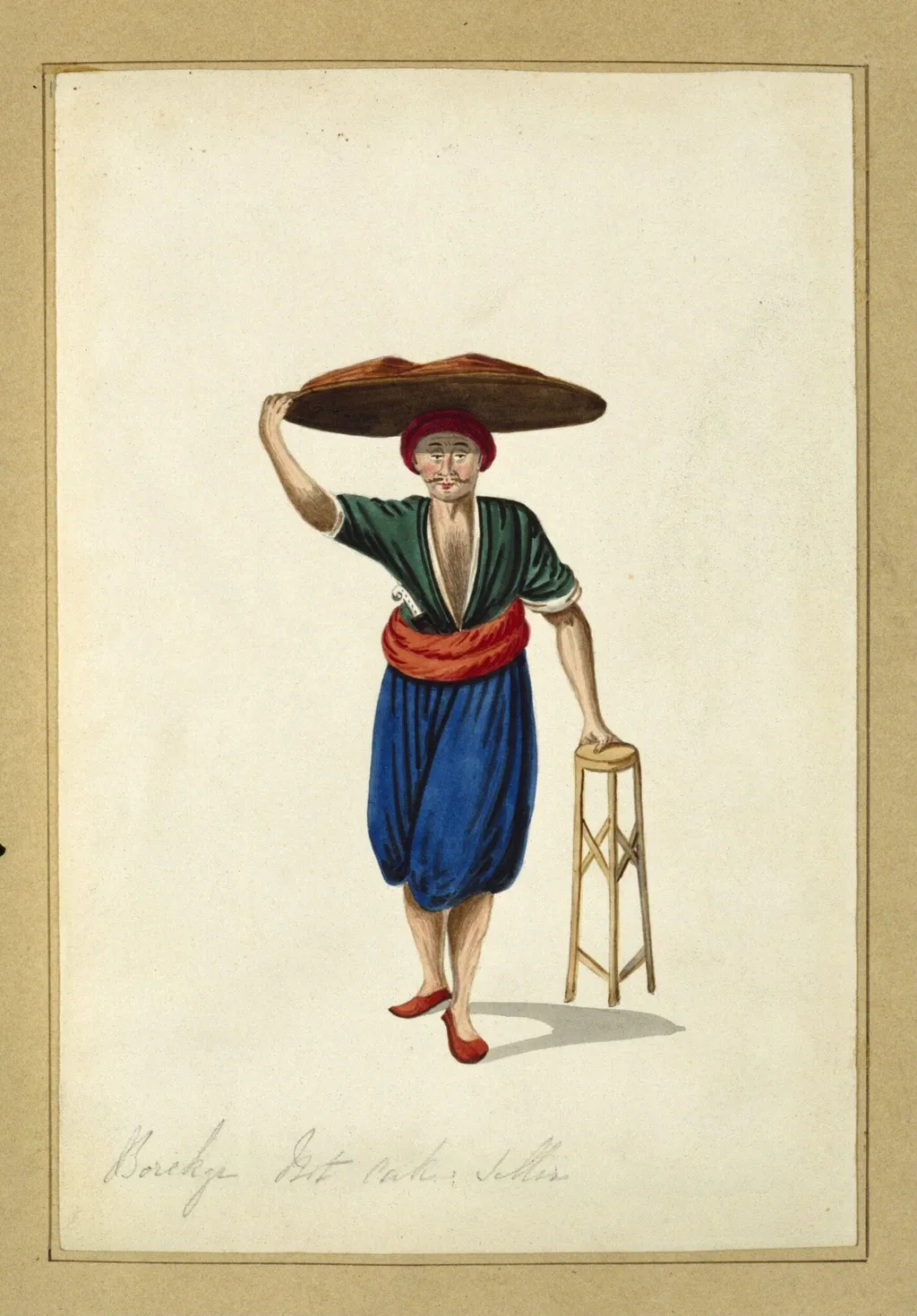 Borekgi Hot Cake Seller, by Charles Frederick Brockdorff, watercolor, 1832