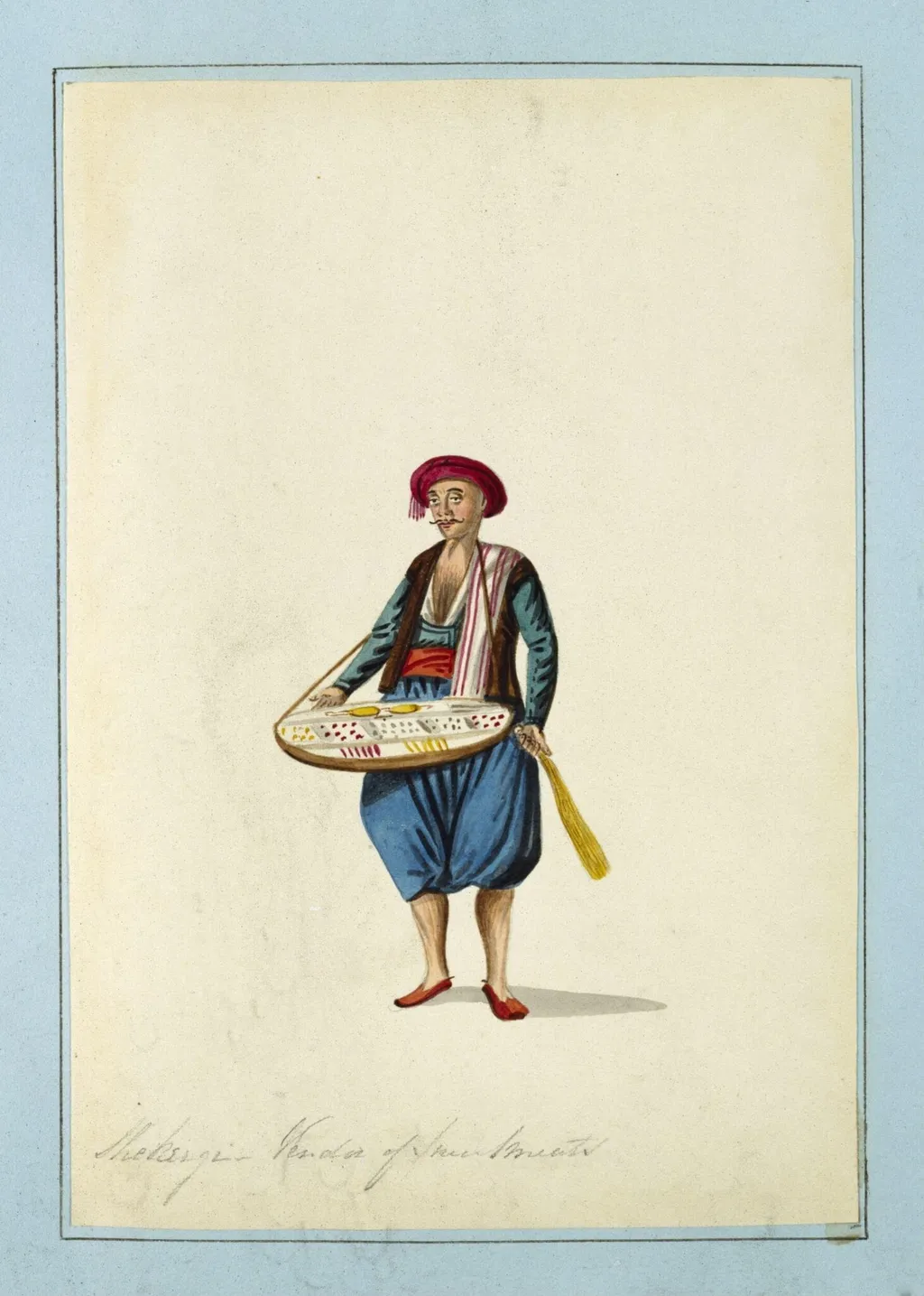 Shekergi - Vendor of Sweetmeats, by Charles Frederick Brockdorff, watercolor, 1832
