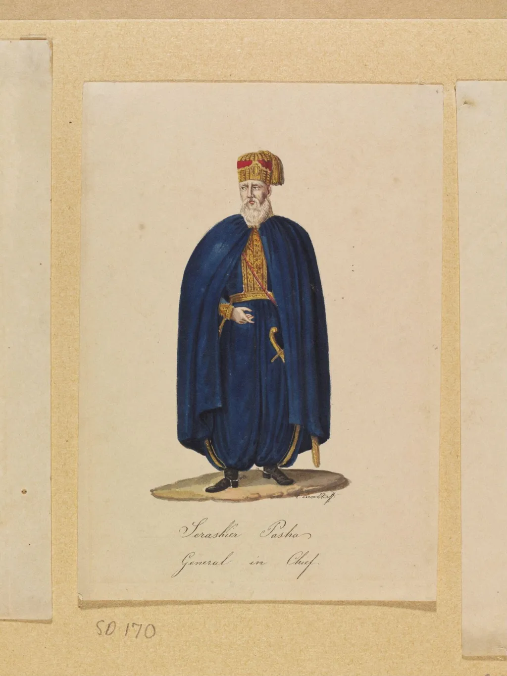 Seraskier Pasha General in Chief, by Charles Frederick or Carlo Federico Brockdorff, watercolor, 1835