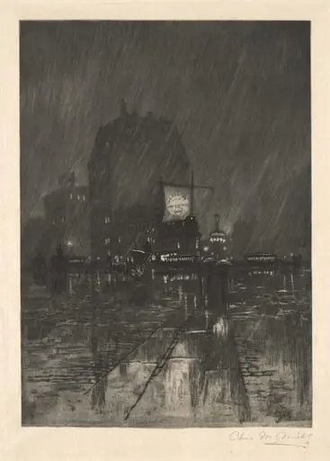 A Rainy Night, Madison Square, by Charles Frederick William Mielatz