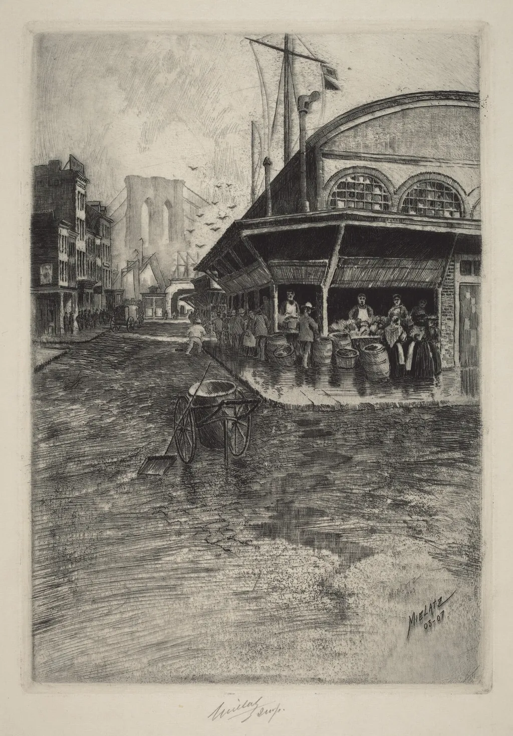 Catherine Market, by Charles Frederick William Mielatz, ink, 1905