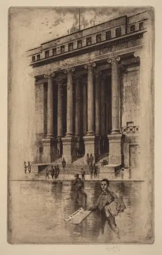 Porch, Old Custom House, Wall Street, by Charles Frederick William Mielatz