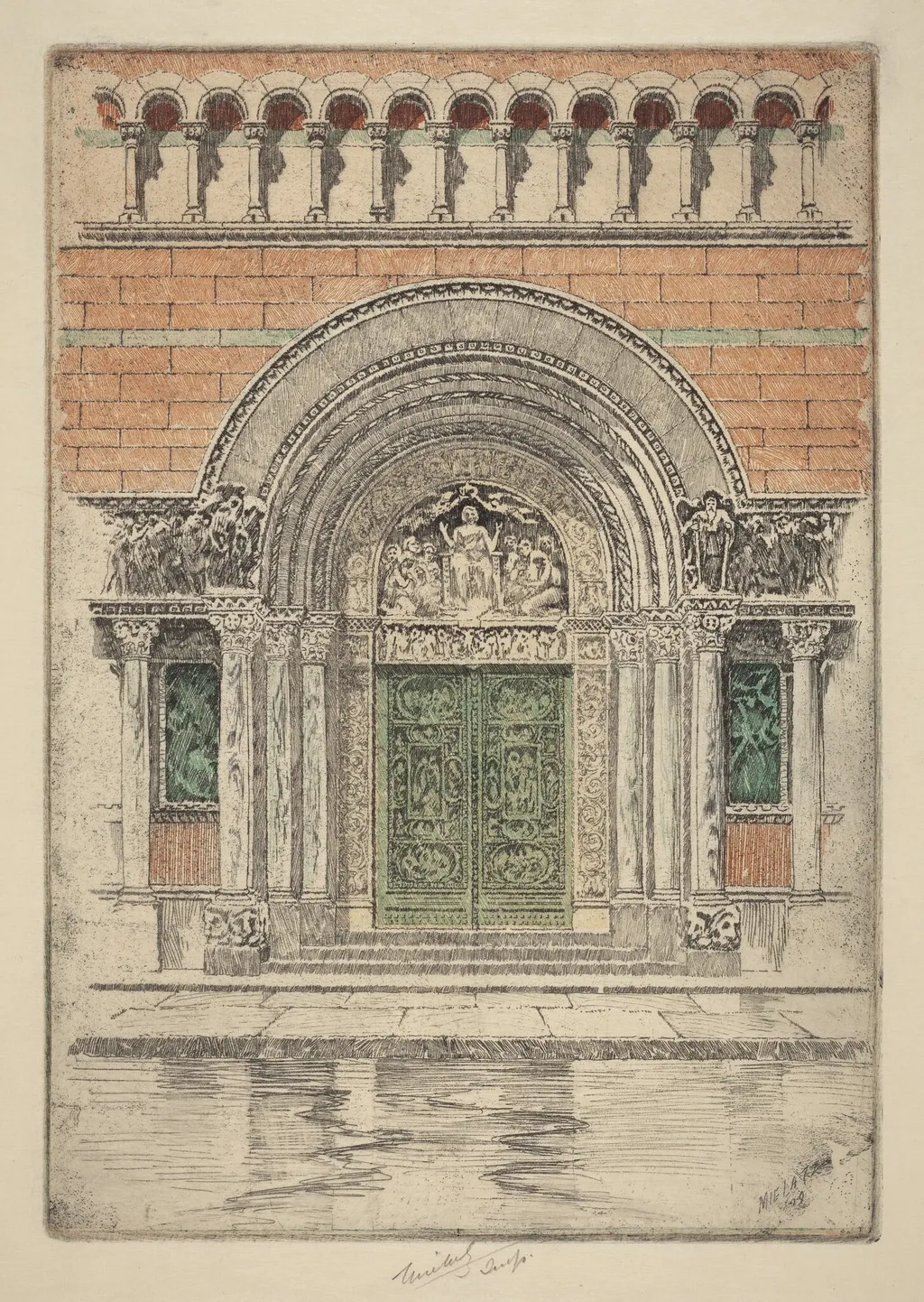 The Door, St. Bartholomew's, by Charles Frederick William Mielatz, ink, 1909