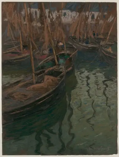 A Dock Harmony--Fishing Boats, by Charles Fromuth