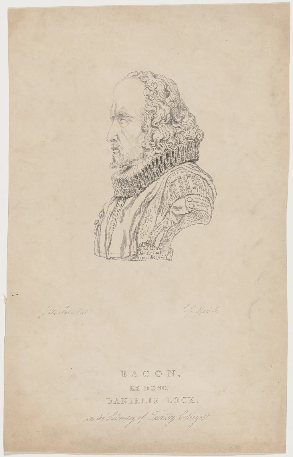 Francis Bacon, by Charles George Lewis, ink, 1844