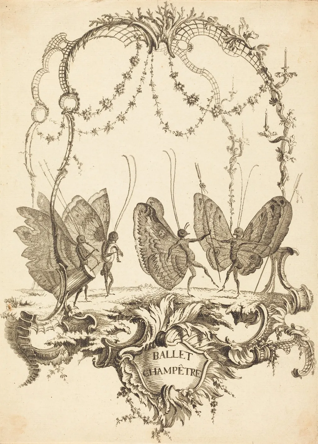 Ballet Champêtre (Country Ballet), by Charles Germain de Saint-Aubin, ink, 1756