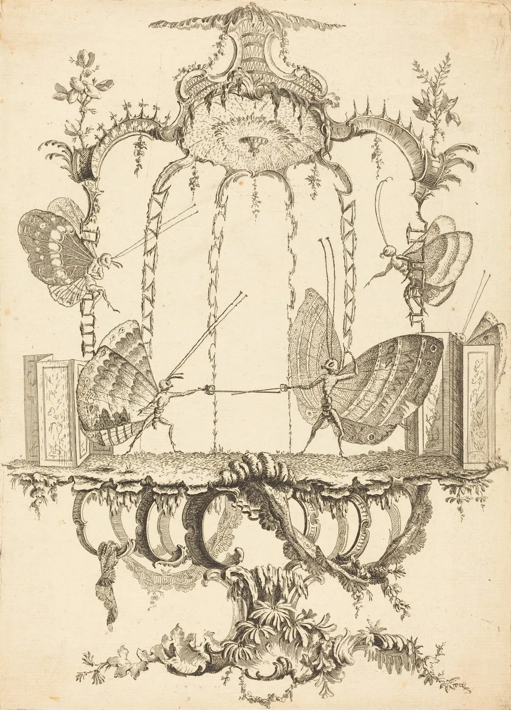 Le Duel (The Duel), by Charles Germain de Saint-Aubin, ink, 1756