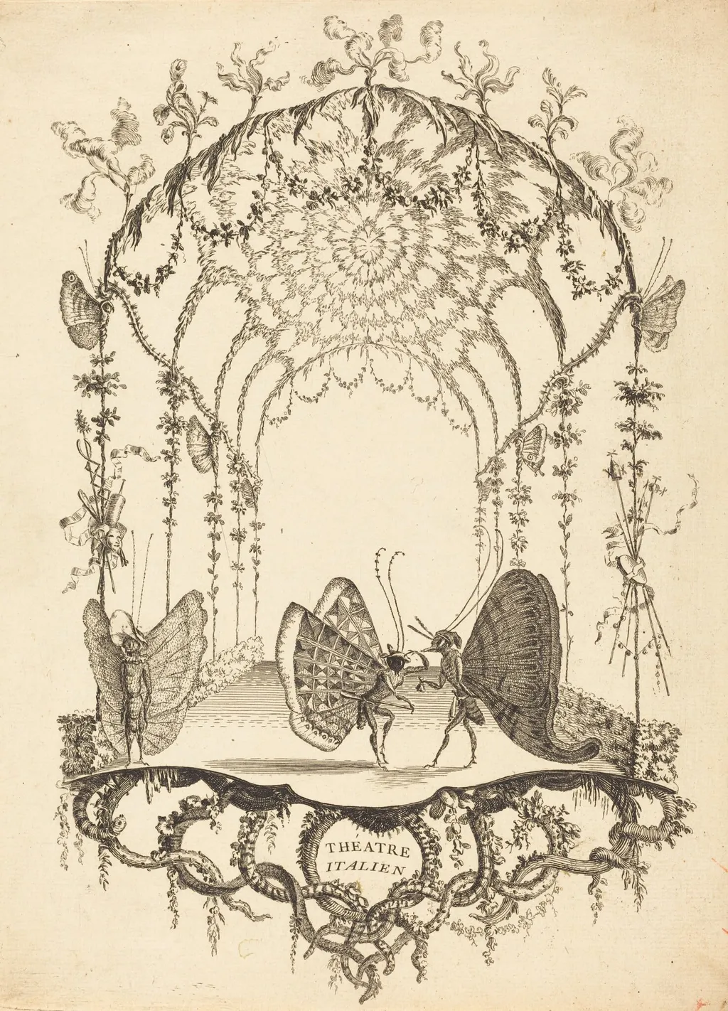 Théâtre Italien (Italian Theater), by Charles Germain de Saint-Aubin, ink, 1756