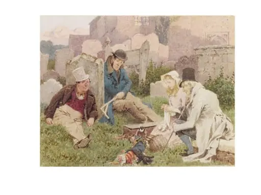 Little Nell mending the Puppet's Dress, by Charles Green