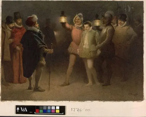 Sancho Panza, Governor of Barataria, going the Round with the Night Watch, by Charles Green