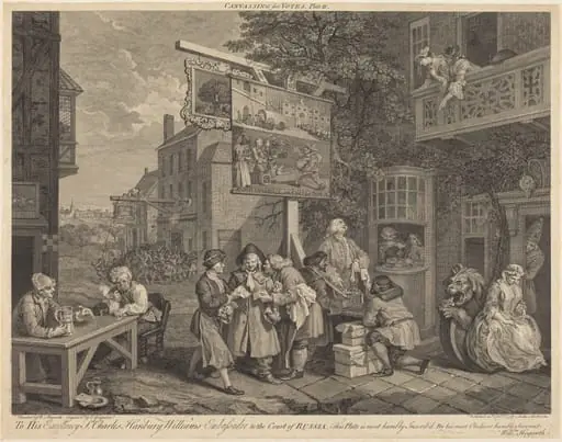 Canvassing for Votes, by Charles Grignion