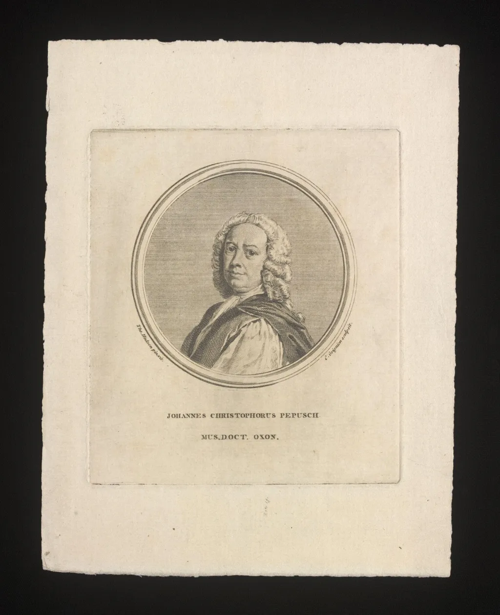 Johannes Christophorus Pepusch, by Charles Grignion, 1750