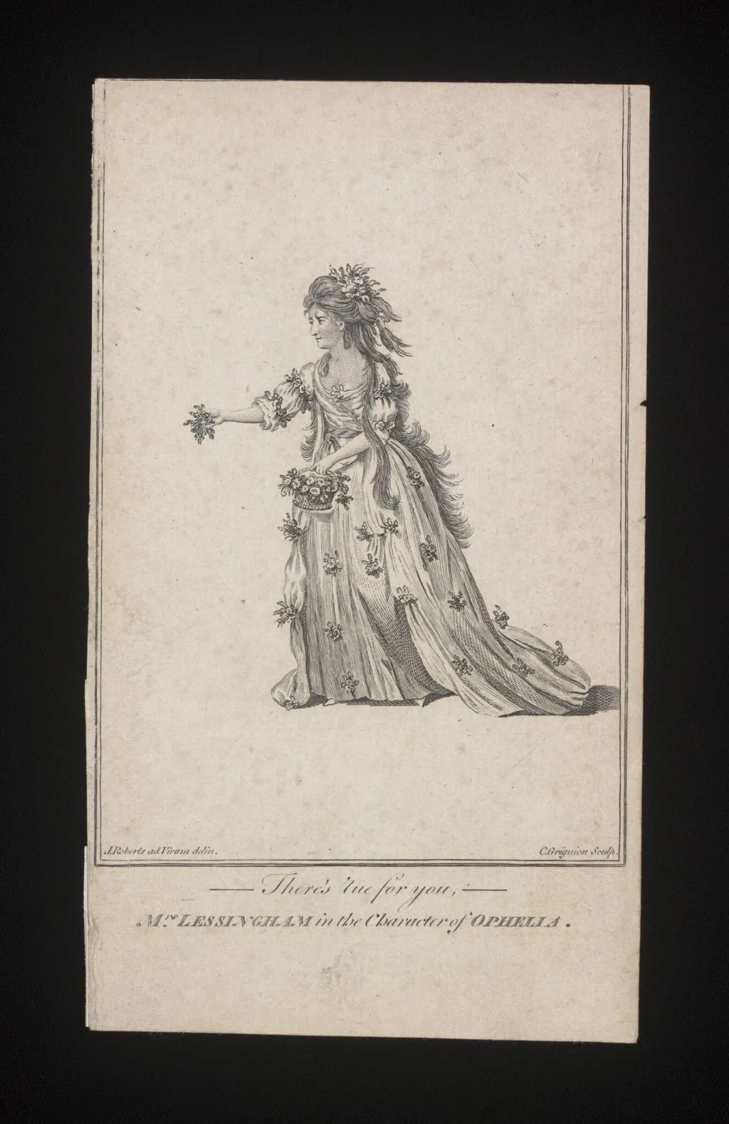 Mrs Lessingham in the character of Ophelia, by Charles Grignion, 1750