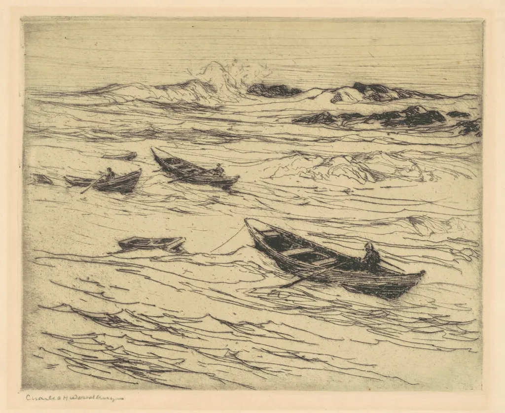 Easterly Coming, by Charles H. Woodbury, ink, 1925