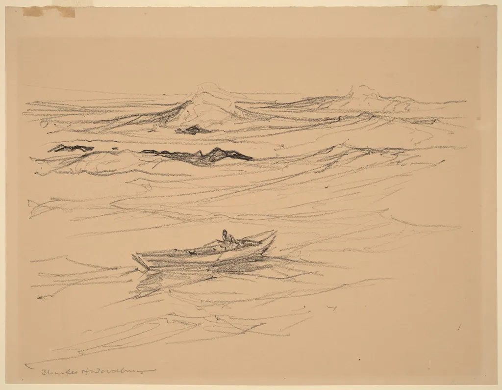 Ogunquit Fisherman, by Charles H. Woodbury, crayon, 1902