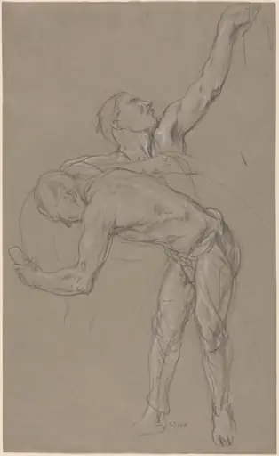 Two Male Figures: Study for "The Good Samaritan", by Charles Haslewood Shannon