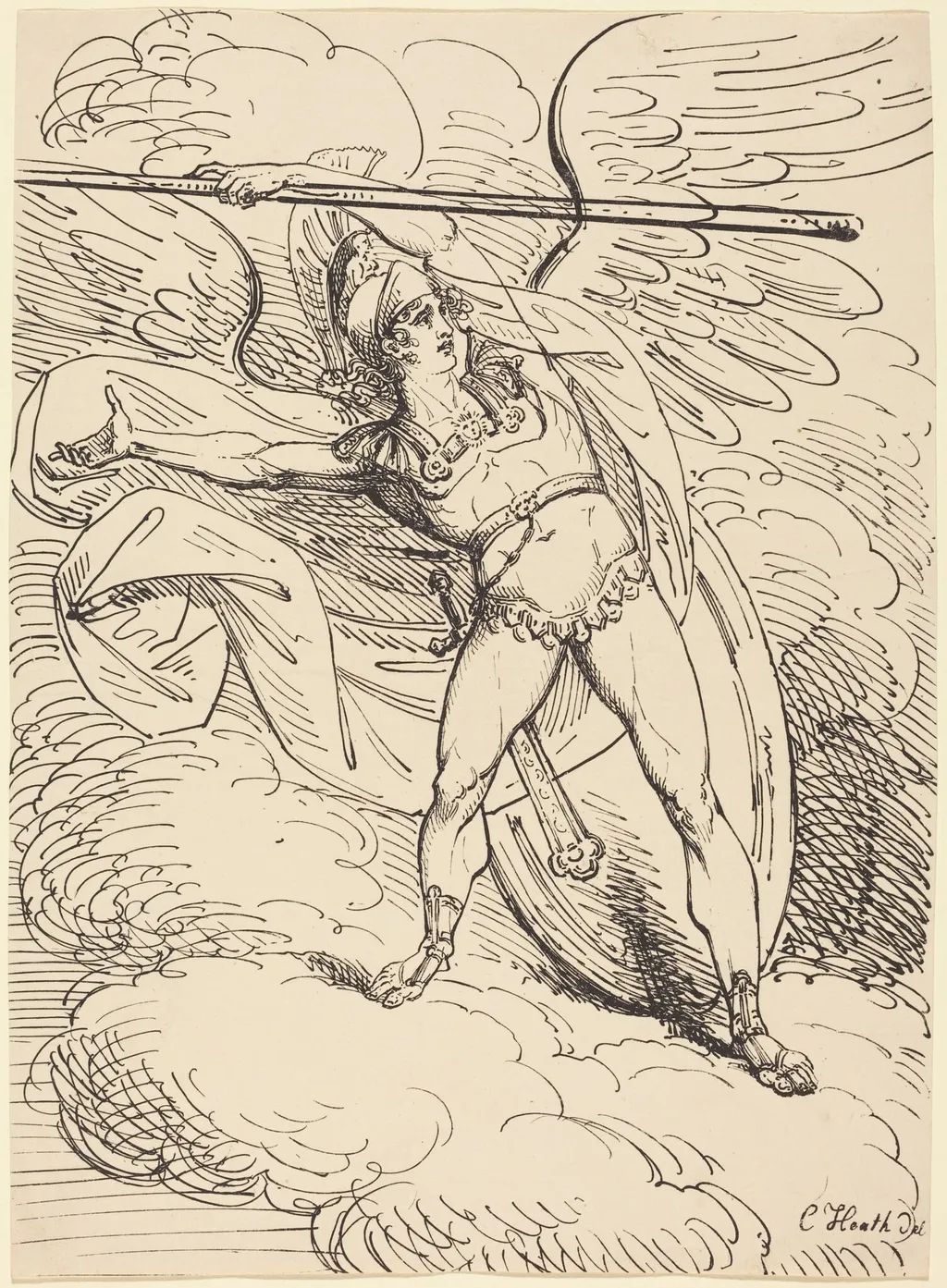 Apollo as a Warrior, by Charles Heath, ink, 1804