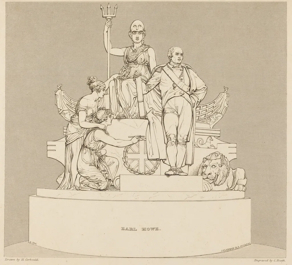Monument to Earl Howe, by Charles Heath, ink, 1818