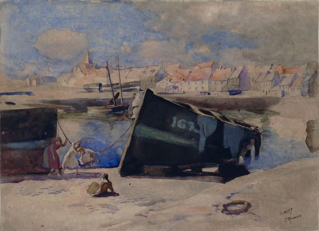 The Beach of St. Monans, Fife, by Charles Hodge Mackie, watercolor, 1880