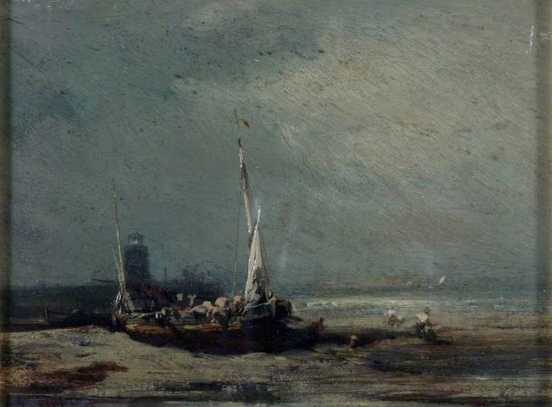 Boat on a Shore, by Charles Hoguet, oil, 1855
