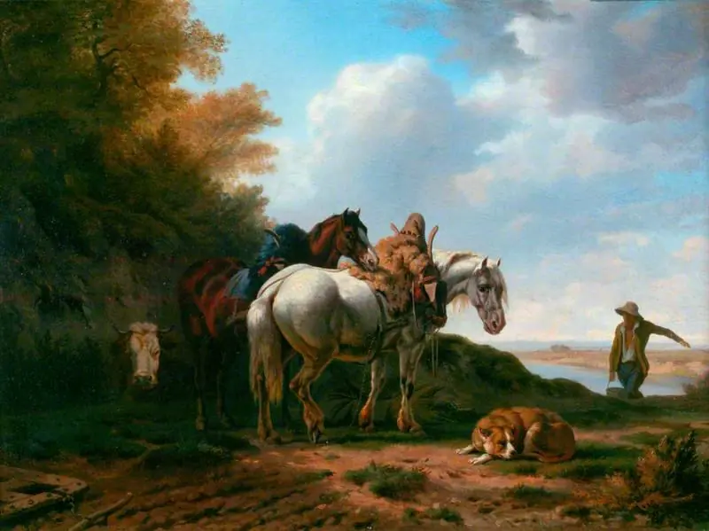 Horses at Plough, by Charles Humbert