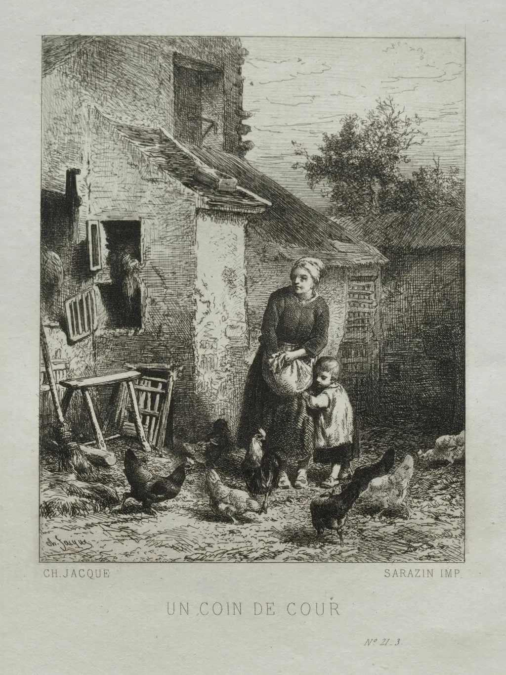 A Corner of the Yard, by Charles Jacque, 1864