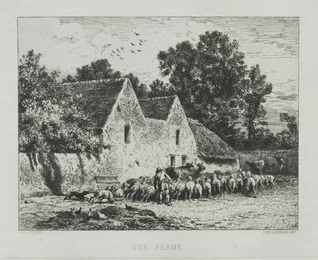 A Farmhouse, by Charles Jacque, 1864