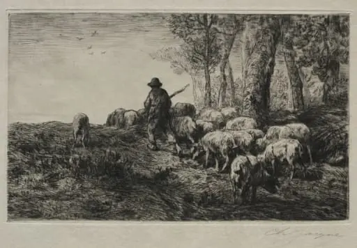 A herd of swine, by Charles Jacque